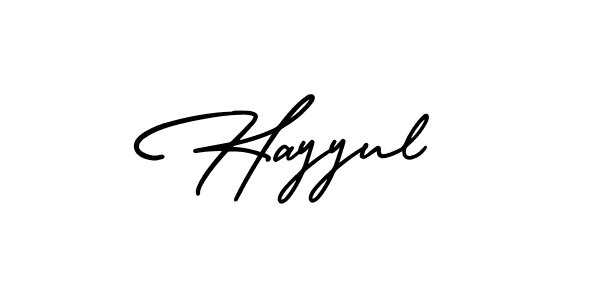 How to make Hayyul name signature. Use AmerikaSignatureDemo-Regular style for creating short signs online. This is the latest handwritten sign. Hayyul signature style 3 images and pictures png