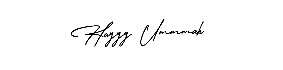 AmerikaSignatureDemo-Regular is a professional signature style that is perfect for those who want to add a touch of class to their signature. It is also a great choice for those who want to make their signature more unique. Get Hayyy Ummmah name to fancy signature for free. Hayyy Ummmah signature style 3 images and pictures png