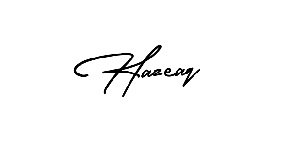 How to make Hazeaq name signature. Use AmerikaSignatureDemo-Regular style for creating short signs online. This is the latest handwritten sign. Hazeaq signature style 3 images and pictures png