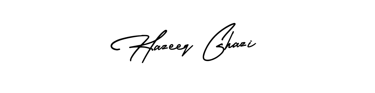 The best way (AmerikaSignatureDemo-Regular) to make a short signature is to pick only two or three words in your name. The name Hazeeq Ghazi include a total of six letters. For converting this name. Hazeeq Ghazi signature style 3 images and pictures png
