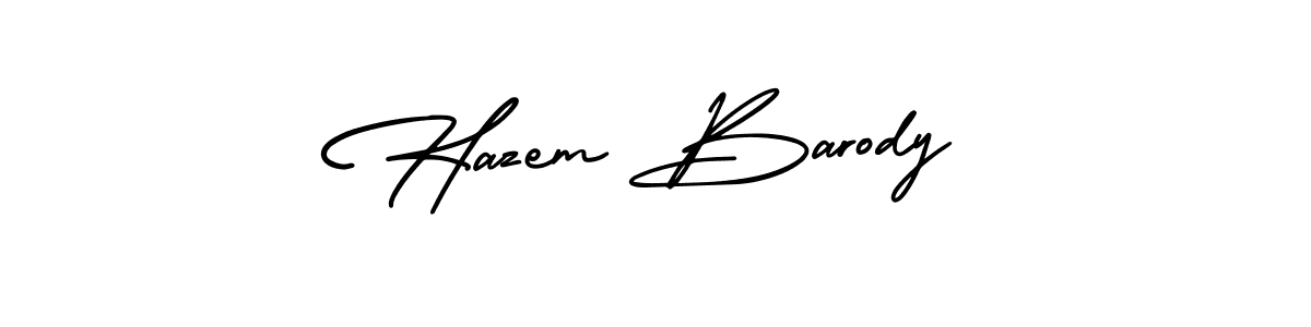This is the best signature style for the Hazem Barody name. Also you like these signature font (AmerikaSignatureDemo-Regular). Mix name signature. Hazem Barody signature style 3 images and pictures png