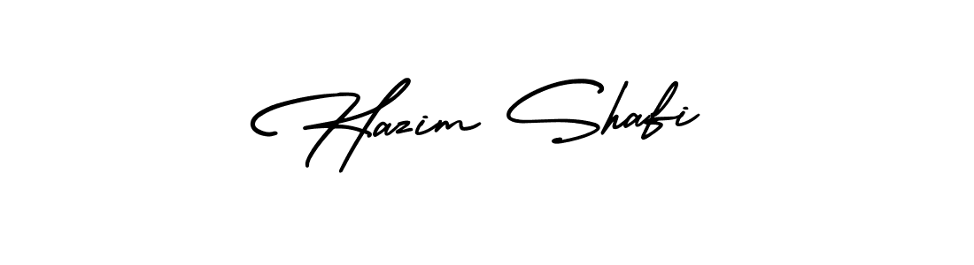 This is the best signature style for the Hazim Shafi name. Also you like these signature font (AmerikaSignatureDemo-Regular). Mix name signature. Hazim Shafi signature style 3 images and pictures png