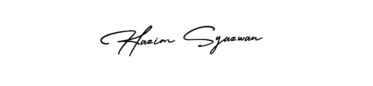 Make a beautiful signature design for name Hazim Syazwan. With this signature (AmerikaSignatureDemo-Regular) style, you can create a handwritten signature for free. Hazim Syazwan signature style 3 images and pictures png