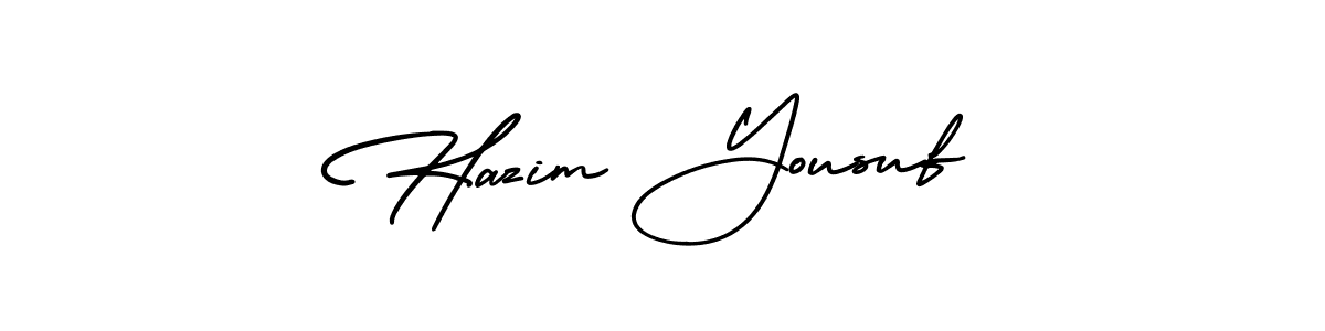 How to Draw Hazim Yousuf signature style? AmerikaSignatureDemo-Regular is a latest design signature styles for name Hazim Yousuf. Hazim Yousuf signature style 3 images and pictures png