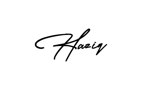 How to Draw Haziq signature style? AmerikaSignatureDemo-Regular is a latest design signature styles for name Haziq. Haziq signature style 3 images and pictures png