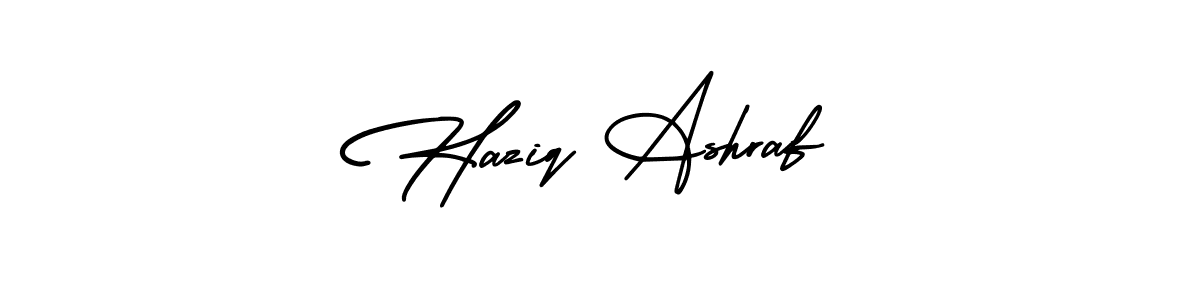 How to make Haziq Ashraf name signature. Use AmerikaSignatureDemo-Regular style for creating short signs online. This is the latest handwritten sign. Haziq Ashraf signature style 3 images and pictures png