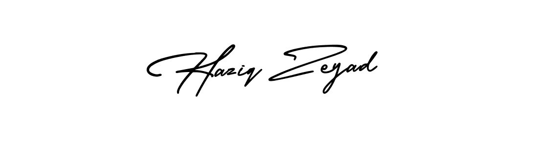 Haziq Zeyad stylish signature style. Best Handwritten Sign (AmerikaSignatureDemo-Regular) for my name. Handwritten Signature Collection Ideas for my name Haziq Zeyad. Haziq Zeyad signature style 3 images and pictures png