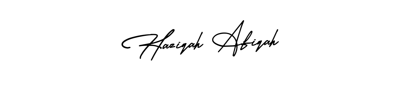 You should practise on your own different ways (AmerikaSignatureDemo-Regular) to write your name (Haziqah Afiqah) in signature. don't let someone else do it for you. Haziqah Afiqah signature style 3 images and pictures png