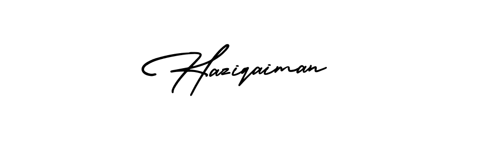 Use a signature maker to create a handwritten signature online. With this signature software, you can design (AmerikaSignatureDemo-Regular) your own signature for name Haziqaiman. Haziqaiman signature style 3 images and pictures png