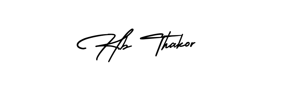 You should practise on your own different ways (AmerikaSignatureDemo-Regular) to write your name (Hb Thakor) in signature. don't let someone else do it for you. Hb Thakor signature style 3 images and pictures png