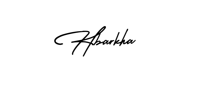 You should practise on your own different ways (AmerikaSignatureDemo-Regular) to write your name (Hbarkha) in signature. don't let someone else do it for you. Hbarkha signature style 3 images and pictures png