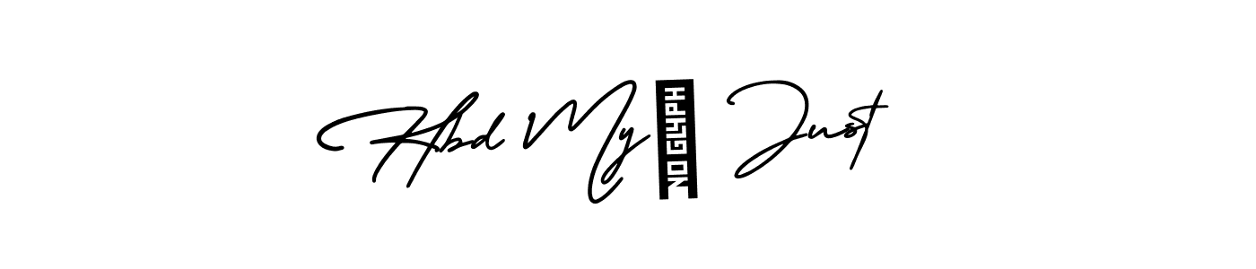 You should practise on your own different ways (AmerikaSignatureDemo-Regular) to write your name (Hbd My  Just ) in signature. don't let someone else do it for you. Hbd My  Just  signature style 3 images and pictures png