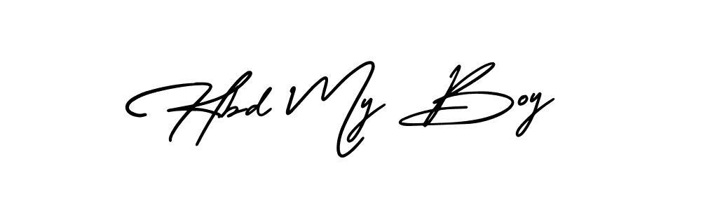 Hbd My Boy stylish signature style. Best Handwritten Sign (AmerikaSignatureDemo-Regular) for my name. Handwritten Signature Collection Ideas for my name Hbd My Boy. Hbd My Boy signature style 3 images and pictures png