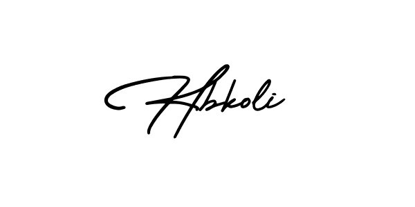 How to make Hbkoli name signature. Use AmerikaSignatureDemo-Regular style for creating short signs online. This is the latest handwritten sign. Hbkoli signature style 3 images and pictures png