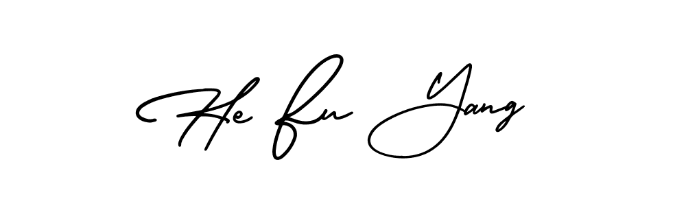 This is the best signature style for the He Fu Yang name. Also you like these signature font (AmerikaSignatureDemo-Regular). Mix name signature. He Fu Yang signature style 3 images and pictures png