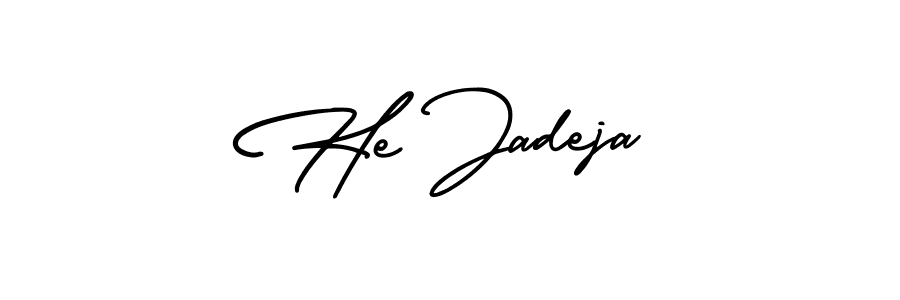 if you are searching for the best signature style for your name He Jadeja. so please give up your signature search. here we have designed multiple signature styles  using AmerikaSignatureDemo-Regular. He Jadeja signature style 3 images and pictures png