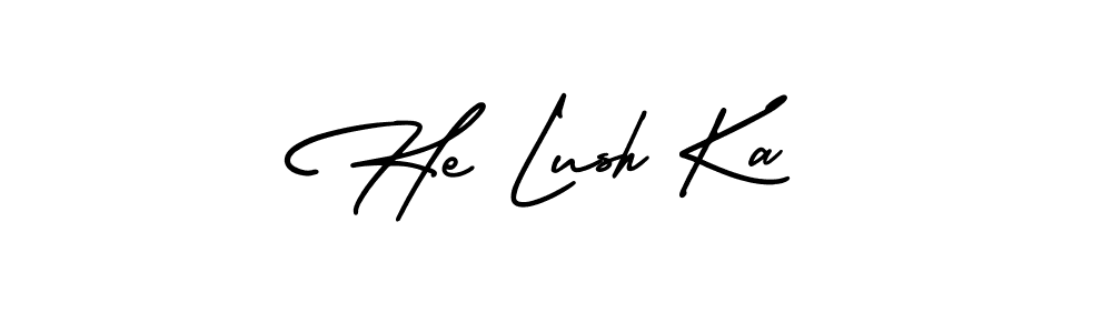 You should practise on your own different ways (AmerikaSignatureDemo-Regular) to write your name (He Lush Ka) in signature. don't let someone else do it for you. He Lush Ka signature style 3 images and pictures png