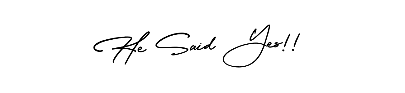 This is the best signature style for the He Said Yes!! name. Also you like these signature font (AmerikaSignatureDemo-Regular). Mix name signature. He Said Yes!! signature style 3 images and pictures png