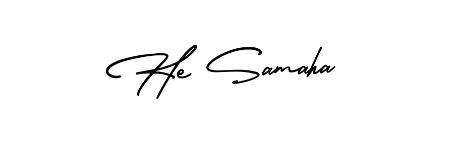 Also we have He Samaha name is the best signature style. Create professional handwritten signature collection using AmerikaSignatureDemo-Regular autograph style. He Samaha signature style 3 images and pictures png