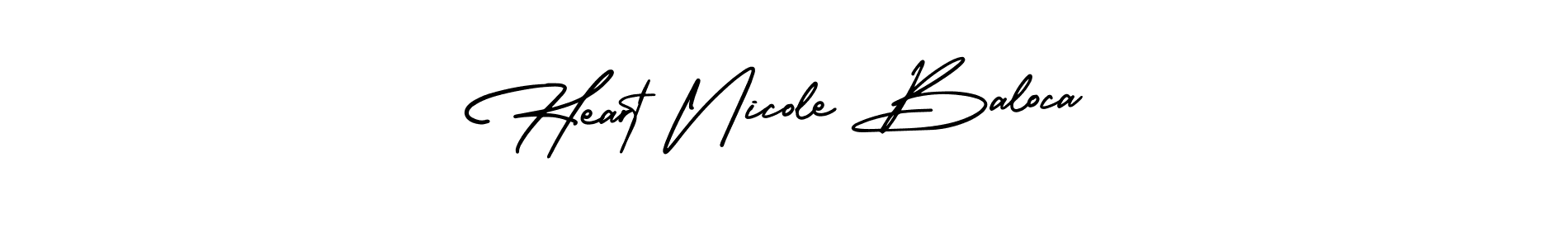 You should practise on your own different ways (AmerikaSignatureDemo-Regular) to write your name (Heart Nicole Baloca) in signature. don't let someone else do it for you. Heart Nicole Baloca signature style 3 images and pictures png