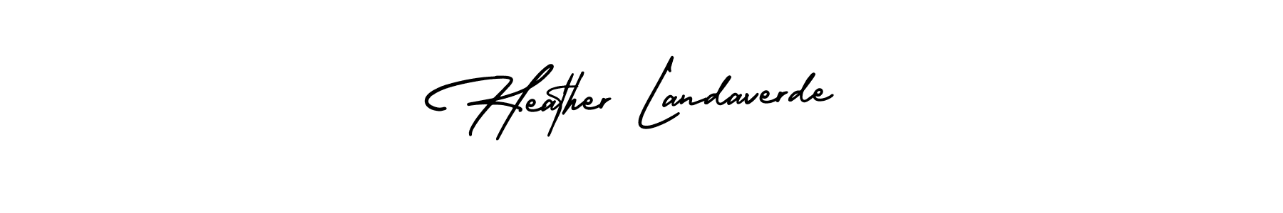 It looks lik you need a new signature style for name Heather Landaverde. Design unique handwritten (AmerikaSignatureDemo-Regular) signature with our free signature maker in just a few clicks. Heather Landaverde signature style 3 images and pictures png