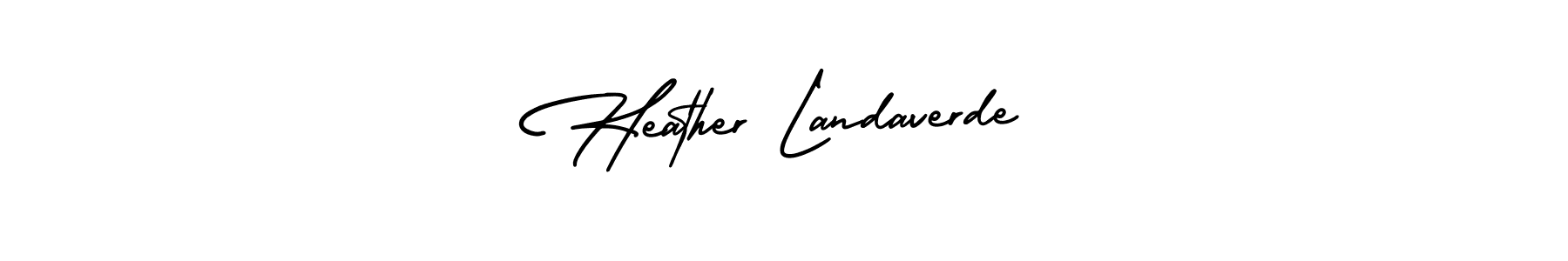 Heather Landaverde stylish signature style. Best Handwritten Sign (AmerikaSignatureDemo-Regular) for my name. Handwritten Signature Collection Ideas for my name Heather Landaverde. Heather Landaverde signature style 3 images and pictures png