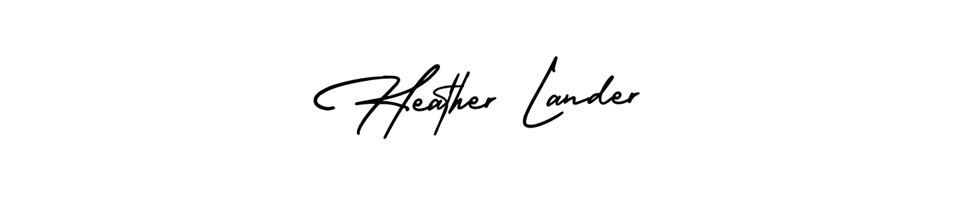 The best way (AmerikaSignatureDemo-Regular) to make a short signature is to pick only two or three words in your name. The name Heather Lander include a total of six letters. For converting this name. Heather Lander signature style 3 images and pictures png