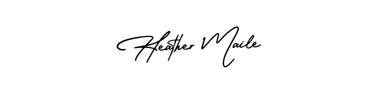 This is the best signature style for the Heather Maile name. Also you like these signature font (AmerikaSignatureDemo-Regular). Mix name signature. Heather Maile signature style 3 images and pictures png