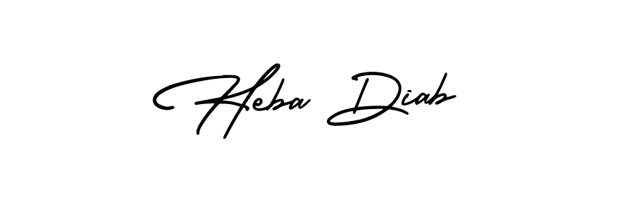 You should practise on your own different ways (AmerikaSignatureDemo-Regular) to write your name (Heba Diab) in signature. don't let someone else do it for you. Heba Diab signature style 3 images and pictures png