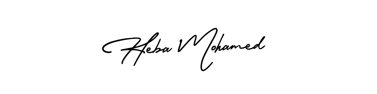 The best way (AmerikaSignatureDemo-Regular) to make a short signature is to pick only two or three words in your name. The name Heba Mohamed include a total of six letters. For converting this name. Heba Mohamed signature style 3 images and pictures png