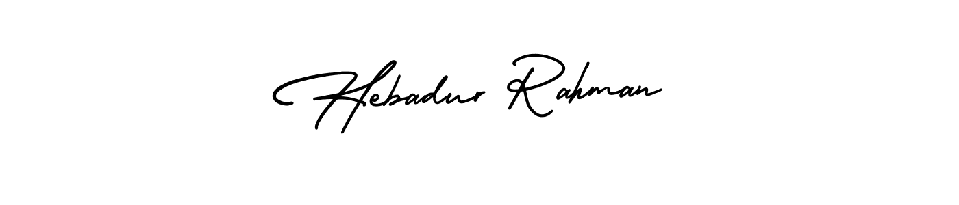 How to make Hebadur Rahman name signature. Use AmerikaSignatureDemo-Regular style for creating short signs online. This is the latest handwritten sign. Hebadur Rahman signature style 3 images and pictures png