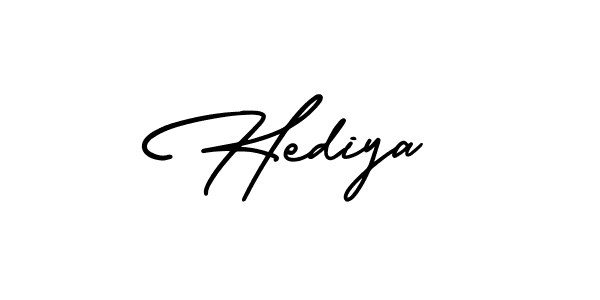 You should practise on your own different ways (AmerikaSignatureDemo-Regular) to write your name (Hediya) in signature. don't let someone else do it for you. Hediya signature style 3 images and pictures png
