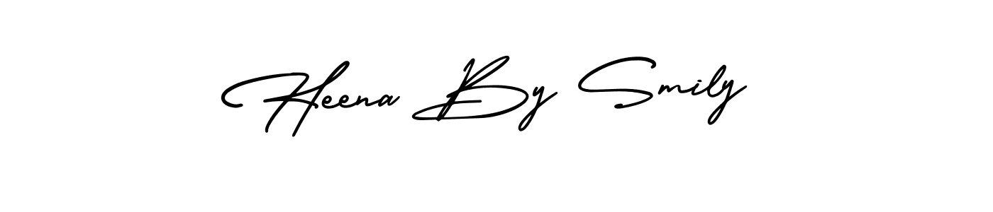 You should practise on your own different ways (AmerikaSignatureDemo-Regular) to write your name (Heena By Smily) in signature. don't let someone else do it for you. Heena By Smily signature style 3 images and pictures png