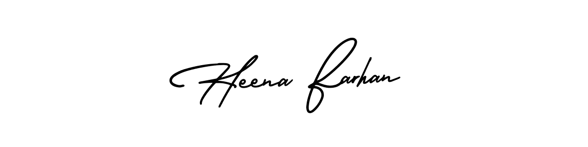 How to make Heena Farhan signature? AmerikaSignatureDemo-Regular is a professional autograph style. Create handwritten signature for Heena Farhan name. Heena Farhan signature style 3 images and pictures png