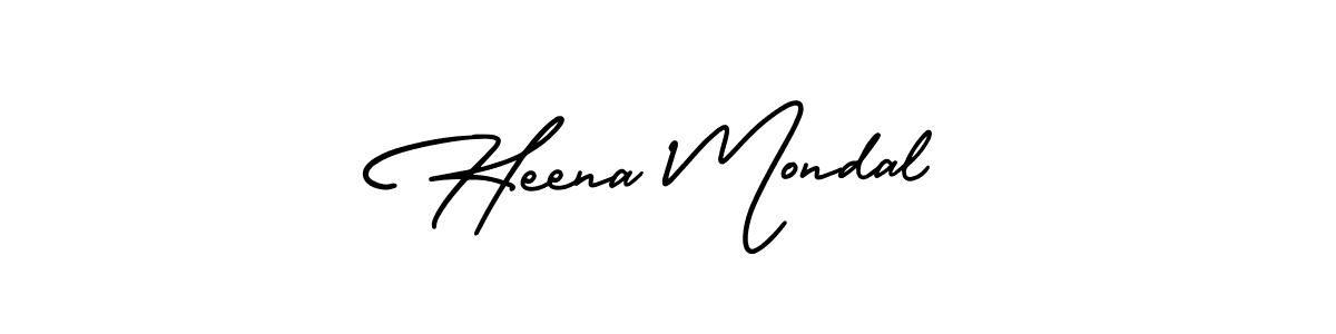 The best way (AmerikaSignatureDemo-Regular) to make a short signature is to pick only two or three words in your name. The name Heena Mondal include a total of six letters. For converting this name. Heena Mondal signature style 3 images and pictures png