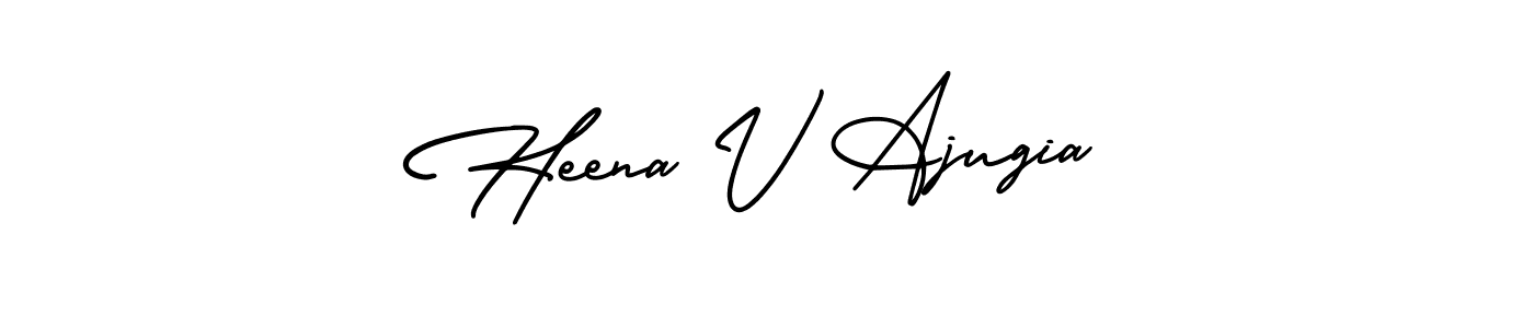 Also You can easily find your signature by using the search form. We will create Heena V Ajugia name handwritten signature images for you free of cost using AmerikaSignatureDemo-Regular sign style. Heena V Ajugia signature style 3 images and pictures png