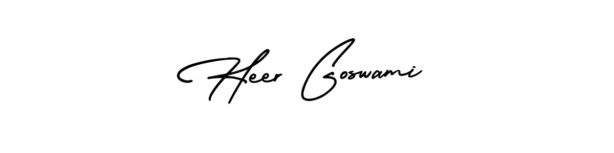 How to make Heer Goswami name signature. Use AmerikaSignatureDemo-Regular style for creating short signs online. This is the latest handwritten sign. Heer Goswami signature style 3 images and pictures png