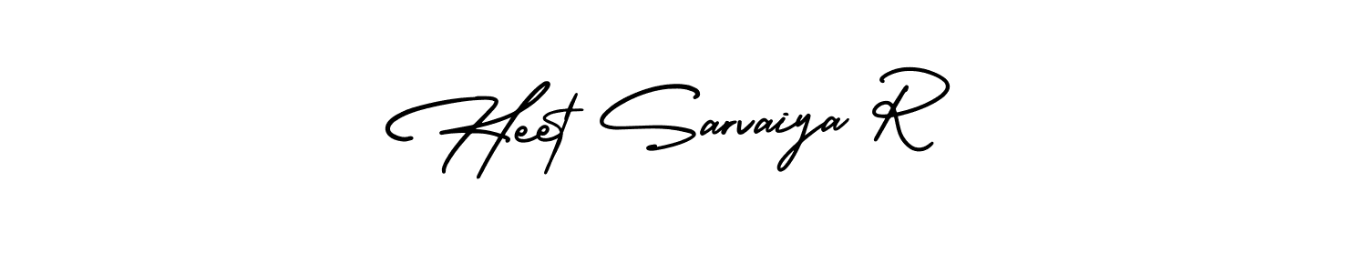 This is the best signature style for the Heet Sarvaiya R name. Also you like these signature font (AmerikaSignatureDemo-Regular). Mix name signature. Heet Sarvaiya R signature style 3 images and pictures png