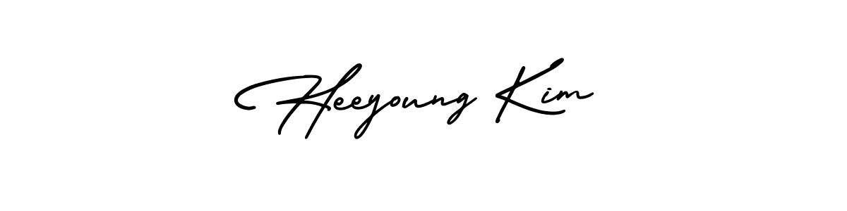 How to make Heeyoung Kim name signature. Use AmerikaSignatureDemo-Regular style for creating short signs online. This is the latest handwritten sign. Heeyoung Kim signature style 3 images and pictures png