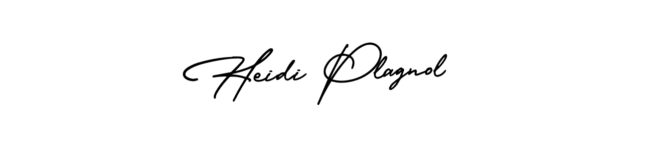 You should practise on your own different ways (AmerikaSignatureDemo-Regular) to write your name (Heidi Plagnol) in signature. don't let someone else do it for you. Heidi Plagnol signature style 3 images and pictures png