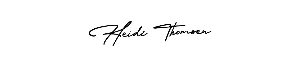 The best way (AmerikaSignatureDemo-Regular) to make a short signature is to pick only two or three words in your name. The name Heidi Thomsen include a total of six letters. For converting this name. Heidi Thomsen signature style 3 images and pictures png
