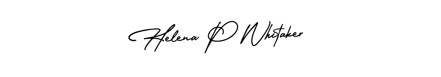 You should practise on your own different ways (AmerikaSignatureDemo-Regular) to write your name (Helena P Whitaker) in signature. don't let someone else do it for you. Helena P Whitaker signature style 3 images and pictures png