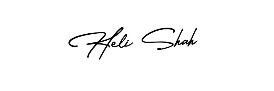 Heli Shah stylish signature style. Best Handwritten Sign (AmerikaSignatureDemo-Regular) for my name. Handwritten Signature Collection Ideas for my name Heli Shah. Heli Shah signature style 3 images and pictures png