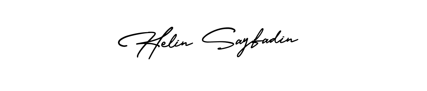 Design your own signature with our free online signature maker. With this signature software, you can create a handwritten (AmerikaSignatureDemo-Regular) signature for name Helin Sayfadin. Helin Sayfadin signature style 3 images and pictures png