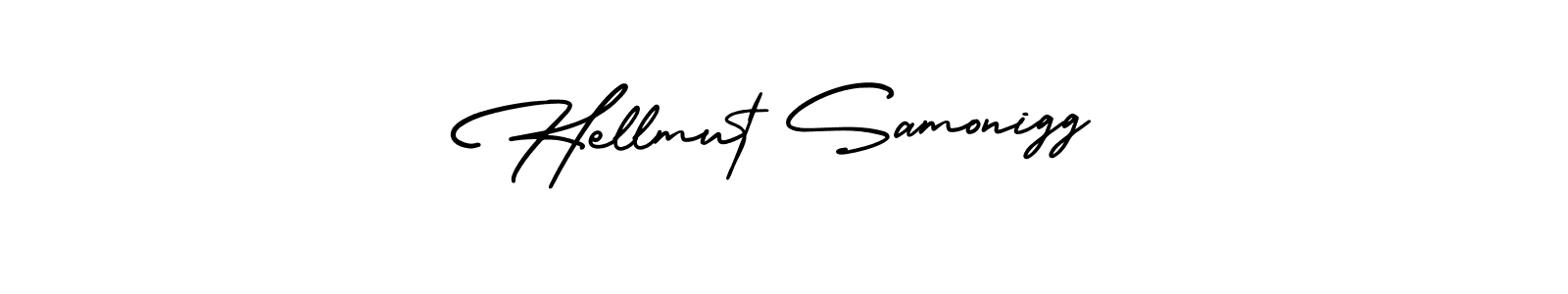 You should practise on your own different ways (AmerikaSignatureDemo-Regular) to write your name (Hellmut Samonigg) in signature. don't let someone else do it for you. Hellmut Samonigg signature style 3 images and pictures png