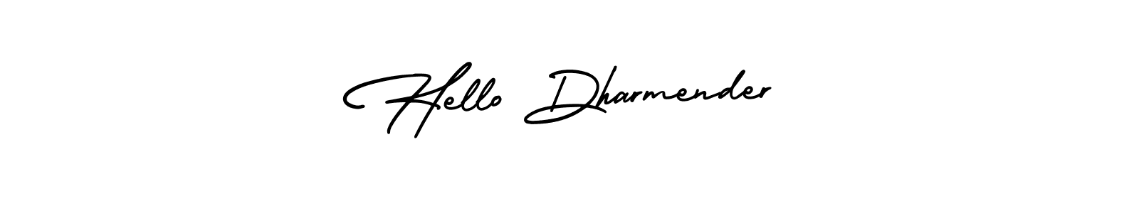The best way (AmerikaSignatureDemo-Regular) to make a short signature is to pick only two or three words in your name. The name Hello Dharmender include a total of six letters. For converting this name. Hello Dharmender signature style 3 images and pictures png