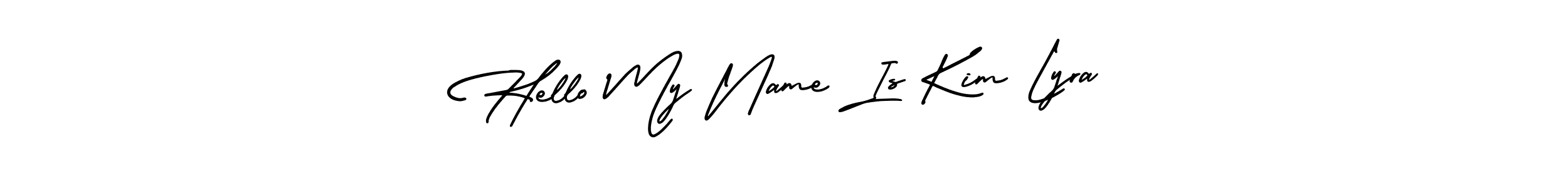 Design your own signature with our free online signature maker. With this signature software, you can create a handwritten (AmerikaSignatureDemo-Regular) signature for name Hello My Name Is Kim Lyra. Hello My Name Is Kim Lyra signature style 3 images and pictures png