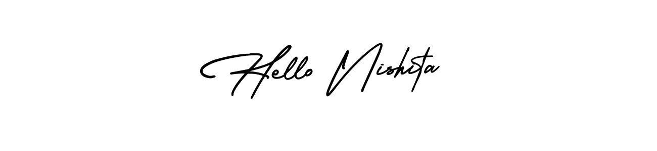 Make a beautiful signature design for name Hello Nishita. With this signature (AmerikaSignatureDemo-Regular) style, you can create a handwritten signature for free. Hello Nishita signature style 3 images and pictures png