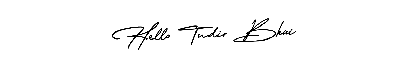 Use a signature maker to create a handwritten signature online. With this signature software, you can design (AmerikaSignatureDemo-Regular) your own signature for name Hello Tudir Bhai. Hello Tudir Bhai signature style 3 images and pictures png