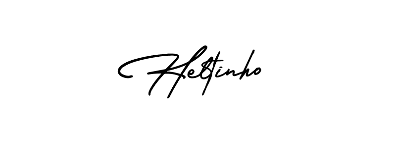You should practise on your own different ways (AmerikaSignatureDemo-Regular) to write your name (Heltinho) in signature. don't let someone else do it for you. Heltinho signature style 3 images and pictures png